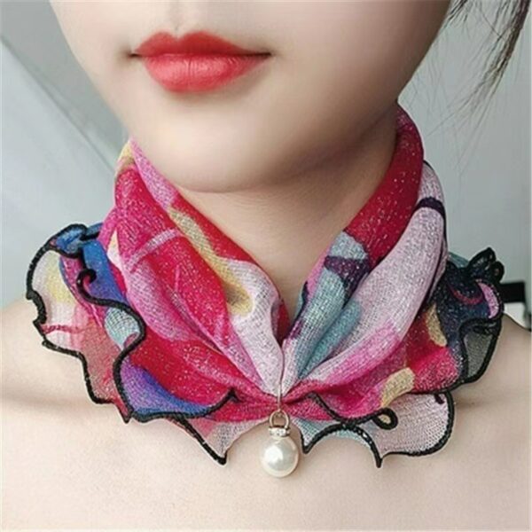 Printed Cute Decorative Scarf Lace Thin Pendant Small Silk Scarf - Image 6