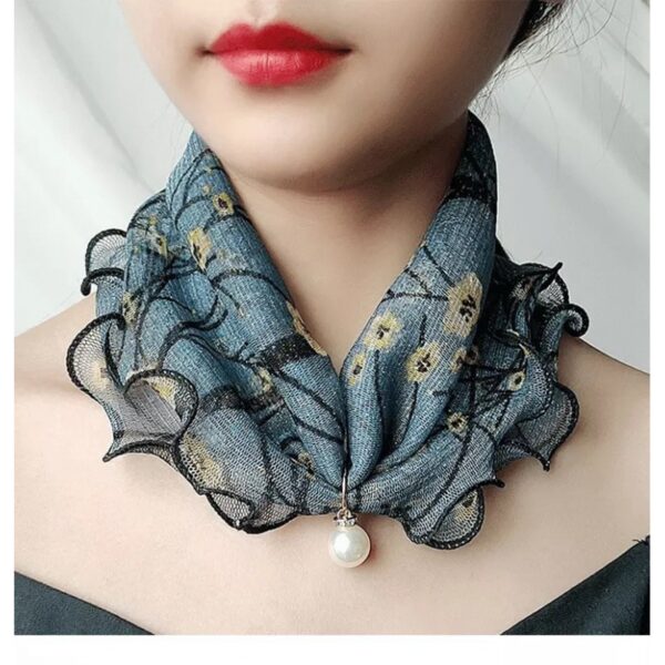 Printed Cute Decorative Scarf Lace Thin Pendant Small Silk Scarf - Image 7
