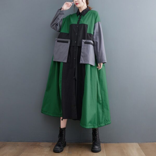 Plus Size Women's Contrast Color Loose-fitting Slimming Coat - Image 7