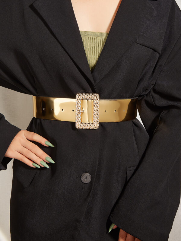 Gold Women's Elastic Waistband Decorative Waist Seal - Image 7