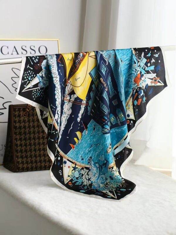 Intellectual Elegant Light Luxury Gift Silk Small Square Towel Silk Scarf - Image 7