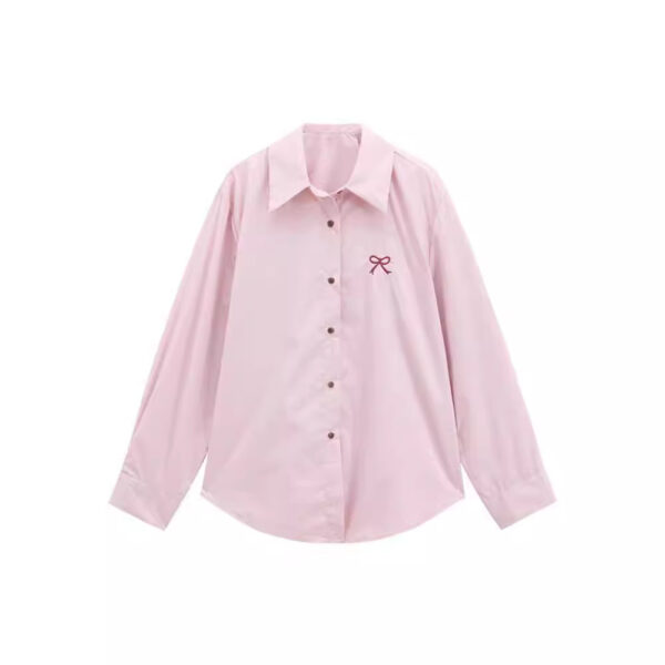 Gentle Bow Embroidered Shirt For Women - Image 4