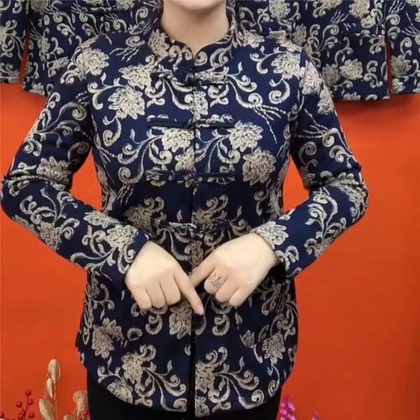 Women's Thick Retro Ethnic Style Cardigan With Fleece Base - Image 5