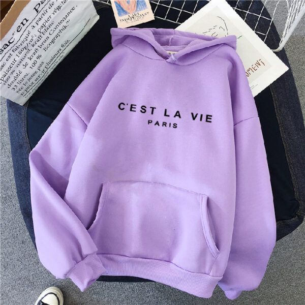 Women's Letter Printed Hoodie Coat - Image 4