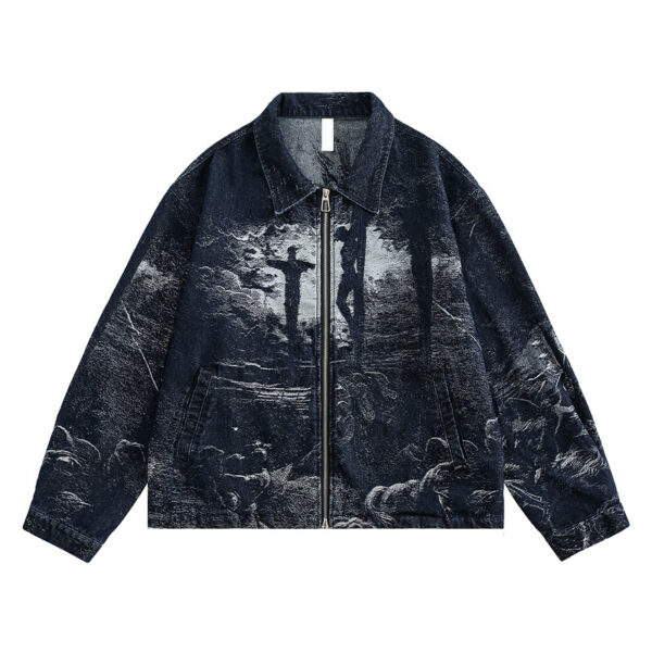 Women's American-style Retro Back Printed Denim Jacket - Image 6