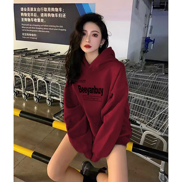 Women's Vintage Tea Hat Leisure Pullover Hoodie Coat - Image 2