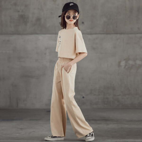 Straight-leg Short Sleeve Printed T-shirt Wide Leg Pants Suit - Image 3