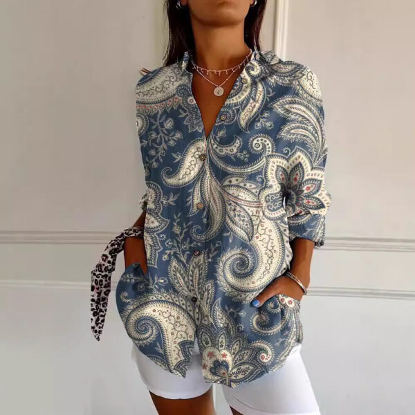 Long Style Long Sleeve Pattern Printed Shirt For Women