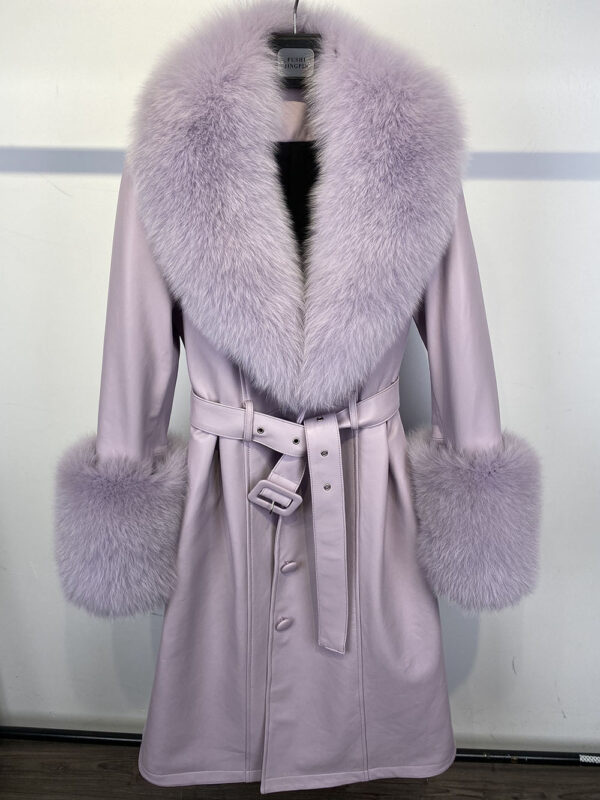 Slim-fit Leather Sheepskin Fox Fur Coat - Image 5
