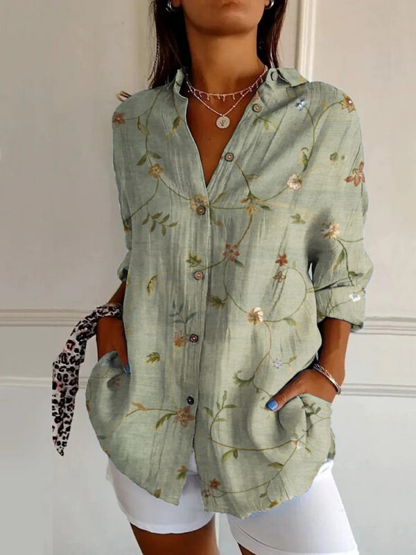 Long Style Long Sleeve Pattern Printed Shirt For Women - Image 9