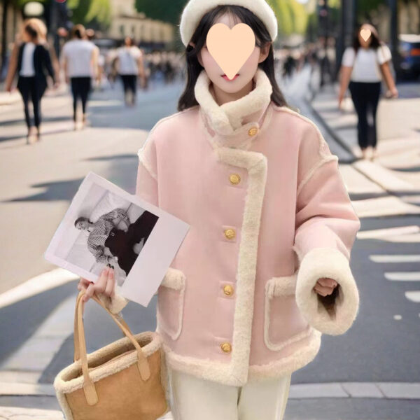 Women's Korean Suede Motorcycle Clothing Berber Fleece Coat - Image 4
