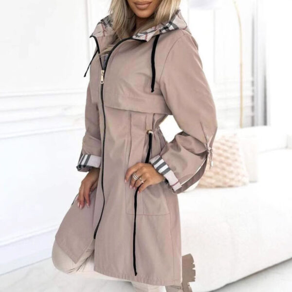 European And American Hooded Plaid Coat - Image 2