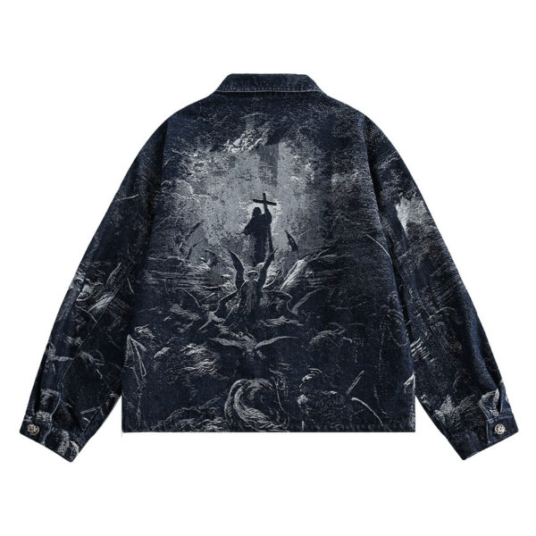 Women's American-style Retro Back Printed Denim Jacket - Image 5