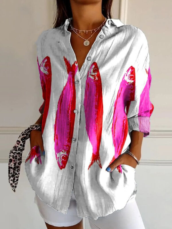 Long Style Long Sleeve Pattern Printed Shirt For Women - Image 10