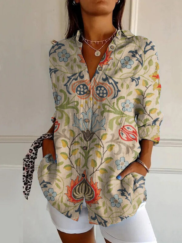 Long Style Long Sleeve Pattern Printed Shirt For Women - Image 5