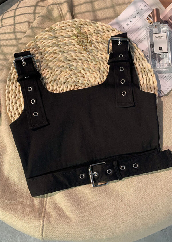 Girl's Black Cropped Overalls Jazz Outerwear Bra Top Vest - Image 3