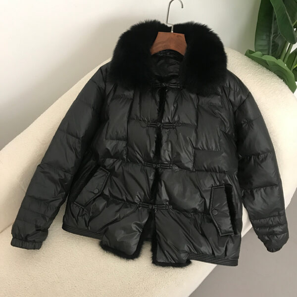 Down Jacket Short Loose Fashion Retro Patchwork Coat - Image 3
