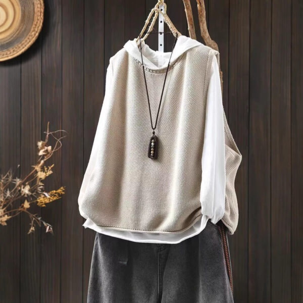 Retro Casual Round Neck Pullover Knitted Cotton Vest - Image 4