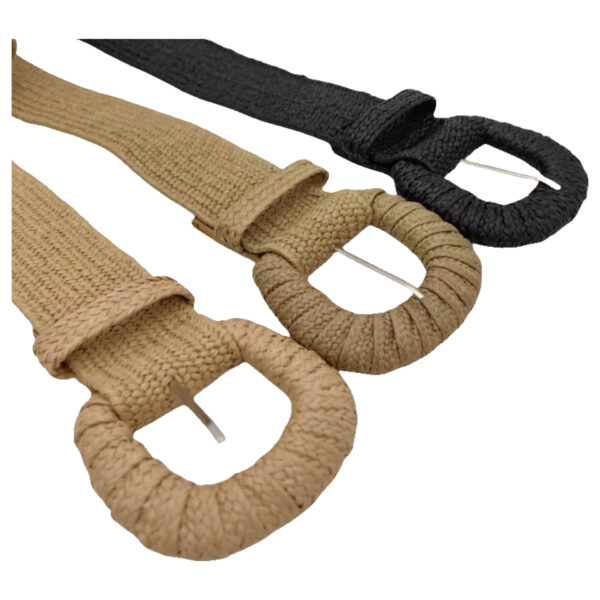 Women's Woven Buckle Pp Grass Woven Decorative Belt Simple All-match Dress Belt - Image 5