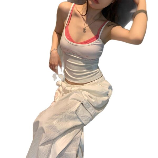 Retro Hot Girl Padded Strap Vest Women's Summer Top - Image 4