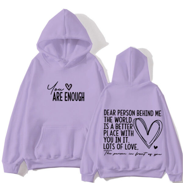 New YOU ARE ENOUGH Lettered Casual Hoodie - Image 7