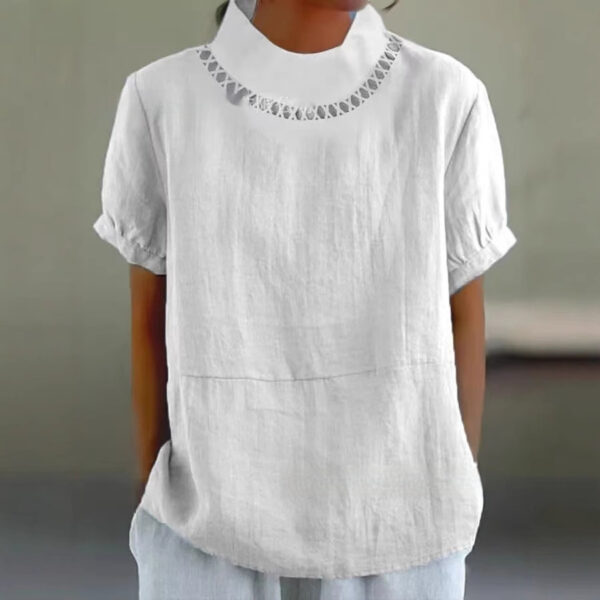 Loose Cotton And Linen Fashion Neckline Casual Shirt