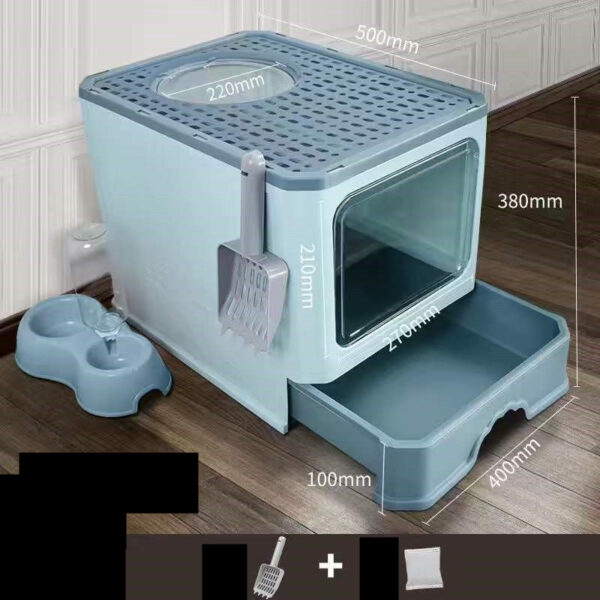 Large Double Door Drawer Foldable Cat Litter Basin - Image 6