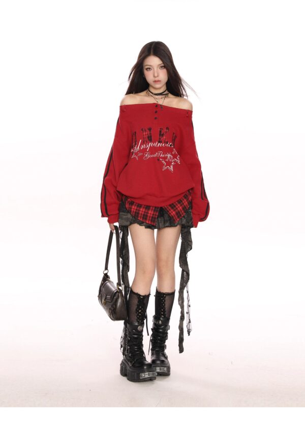 Hot Girl Embroidered Letter Sweater Women's Spring And Autumn Idle Style Fake Two Pieces - Image 5