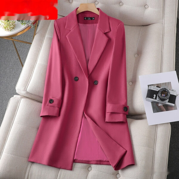 Korean Style Professional Mid-length Suit Collar Trench Coat - Image 5