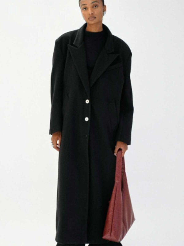 Nerazzurri Wool Padded Shoulder Coat Woolen Coat Men And Women - Image 4