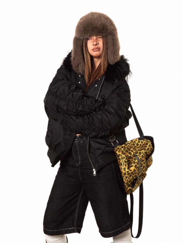 Short Fur Collar Coat Padded Hooded Cotton Coat - Image 3