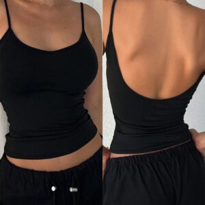 Women's Solid Color Casual Slim-Fit Backless Camisole Top