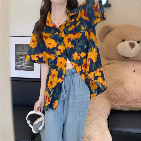 Retro Printed Shirt Top Summer Women's - Image 6