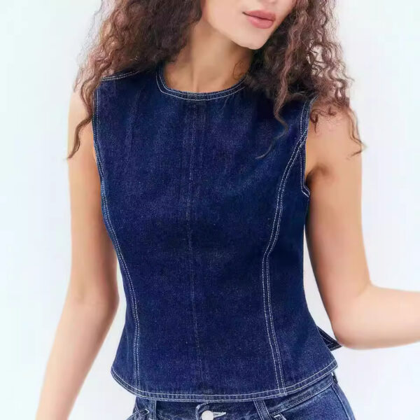 Fashion Casual Sleeveless High Waist Denim Vest - Image 2