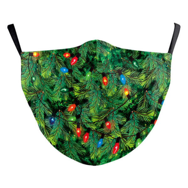 Christmas Green Fur Printed Protective Mask - Image 6