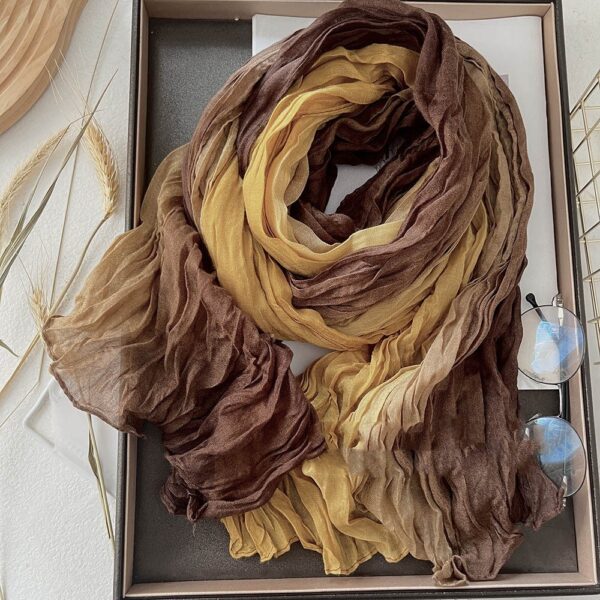 Men's And Women's Color Matching Autumn And Winter Cotton And Linen Feel Long Strip - Image 3