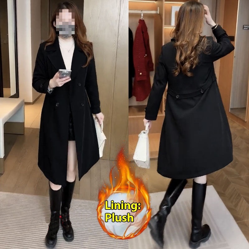 High-grade Fleece Thick Trench Coat Coat Western Style Slimming - Image 8