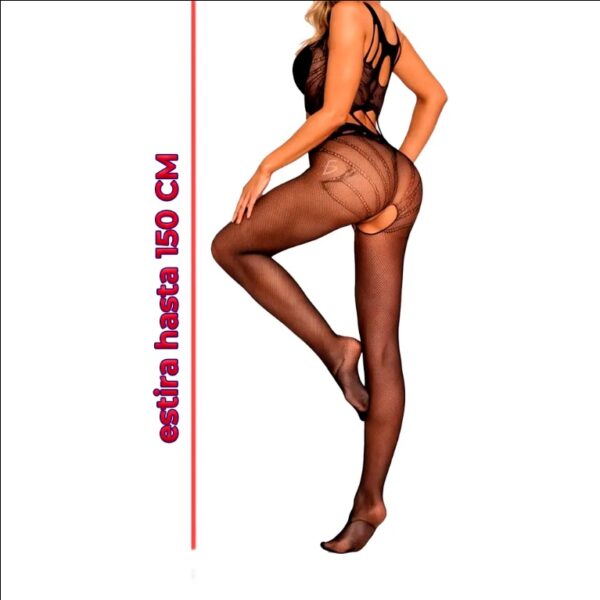 High Neck Lace Fishnet Bodysuit - Image 3