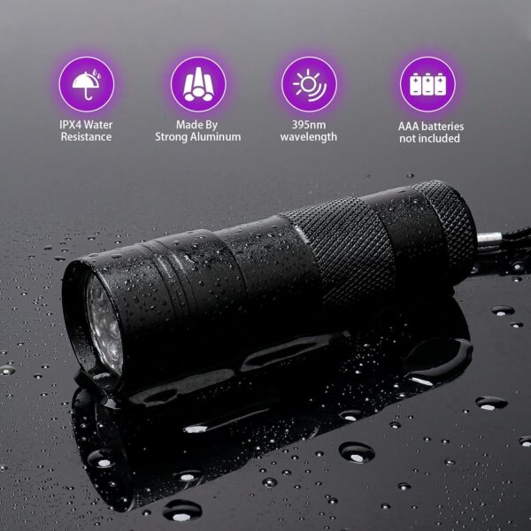 UV Flashlight LED Handheld Blacklight Flashlight Mini Light Torch Detector For Dog Pet Urine Stains Bed Bugs And Scorpions Batteries Not Included - Image 3