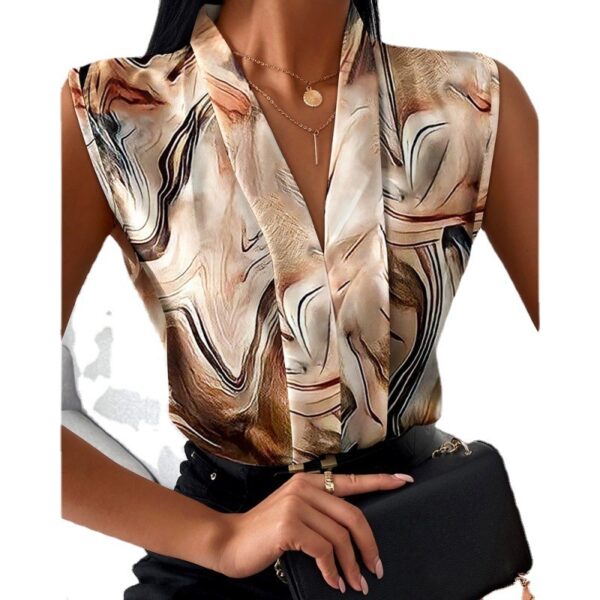 Printed Sleeveless Shirt Top For Women - Image 2