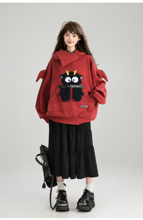 Girl Like Cartoon Embroidered Hooded Sweatshirt For Women - Image 2