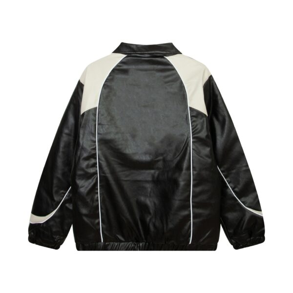 Loose American Couple Embroidered Motorcycle PU Jacket - Image 2