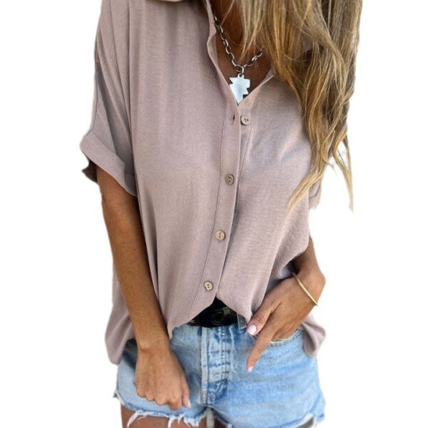 Women's Turn-down Collar Casual Blouse Tops Ladies - Image 8