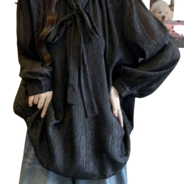 Design Lace-up Waisted Long-sleeved Shirt Women - Image 4