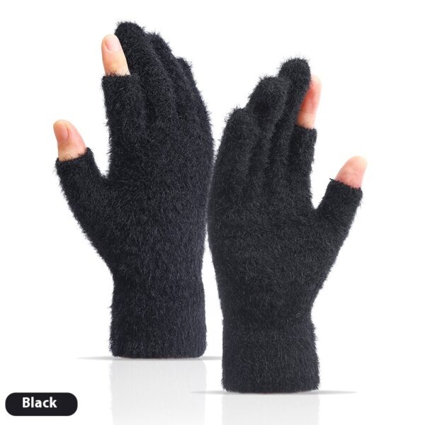 Autumn And Winter Fashionable Warm Exposed Two Finger Gloves - Image 7