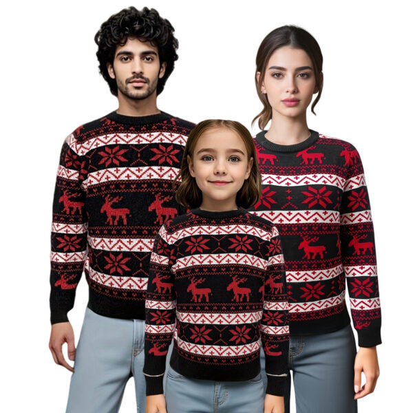 Women's Christmas Round Neck Loose Long Sleeves Sweater - Image 6