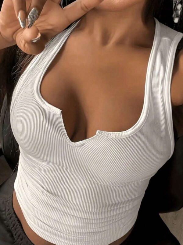Summer Fine Knit Ribbed Multipurpose Sleeveless Short Top - Image 5