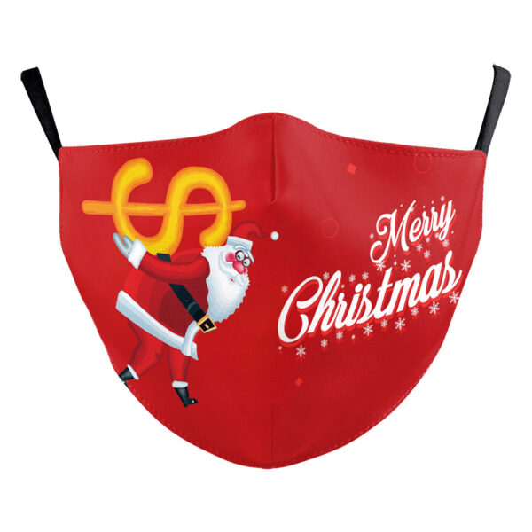 Christmas Green Digital Printing Windproof Double Layer Dustproof Mask - Image 5