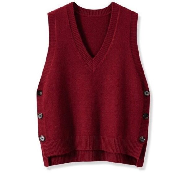 European And American Retro V-neck Knitted Vest Women's Spring Autumn Outerwear - Image 7