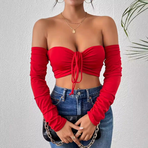 Night Club Style Slimming Waist Drawstring Long-sleeved Vest Can Be Worn Outside